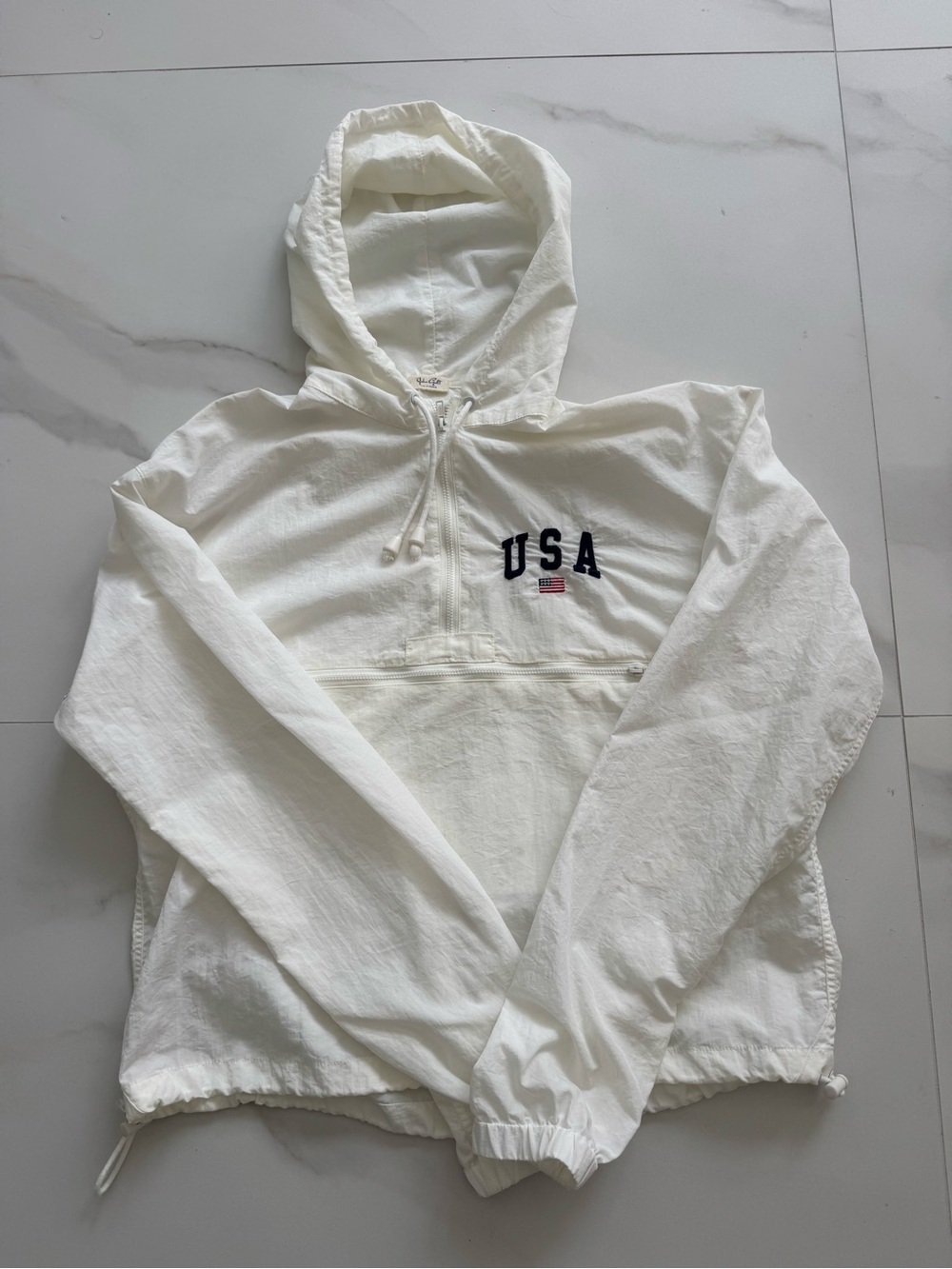 Brandy Melville White Hooded USA Anorak
